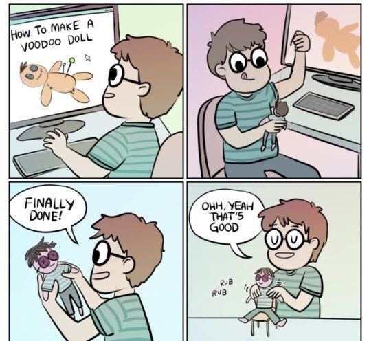 It sounds like a joke but that’s their original purpose. The hatian voodoo doll was based off African healing dolls. You would do nice things to the doll so that you would attract nice things into your life. The fabric stuffed dolls that people stab was corrupted by colonizers.