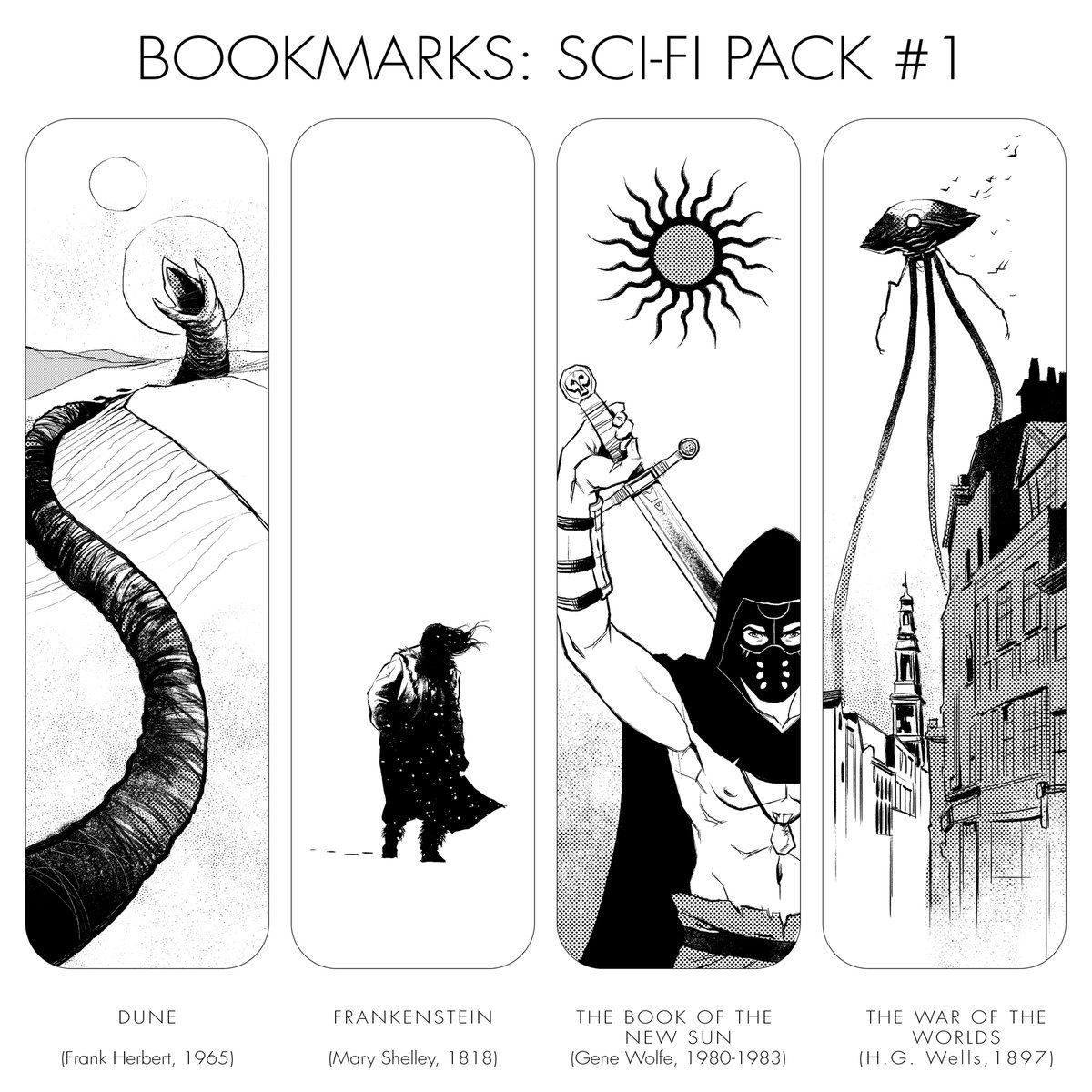 So, I'm on Gumroad, selling packs of files, ready to print for bookmarks! Just giving this is a shot, out of curiosity. Most of these illustrations were created prior, so I have a 'name your price' option.

Here's Sci-Fi pack #1!

https://t.co/2f4FIltHQm 