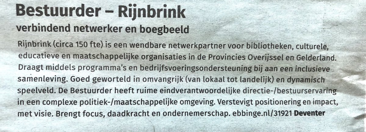 We zoeken per 1-10 een nieuwe bestuurder. <a href="/tinekevanham/">tinekevanham</a> stopt er mee. Wie kent iemand die minstens zo goed is voor onze sector? Uitdagende baan, puike collega’s in fantastisch netwerk. Delen is fijn.