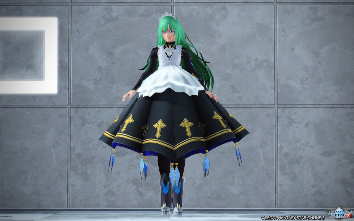 ナナカード Ship5 今日のpso2 ロングスカートなメイド少年 既存のゴシックメイドmとは違う雰囲気のメイド服が欲しかったのでアクセで工夫してみた 膝立ちでスカートが広がるのが好き