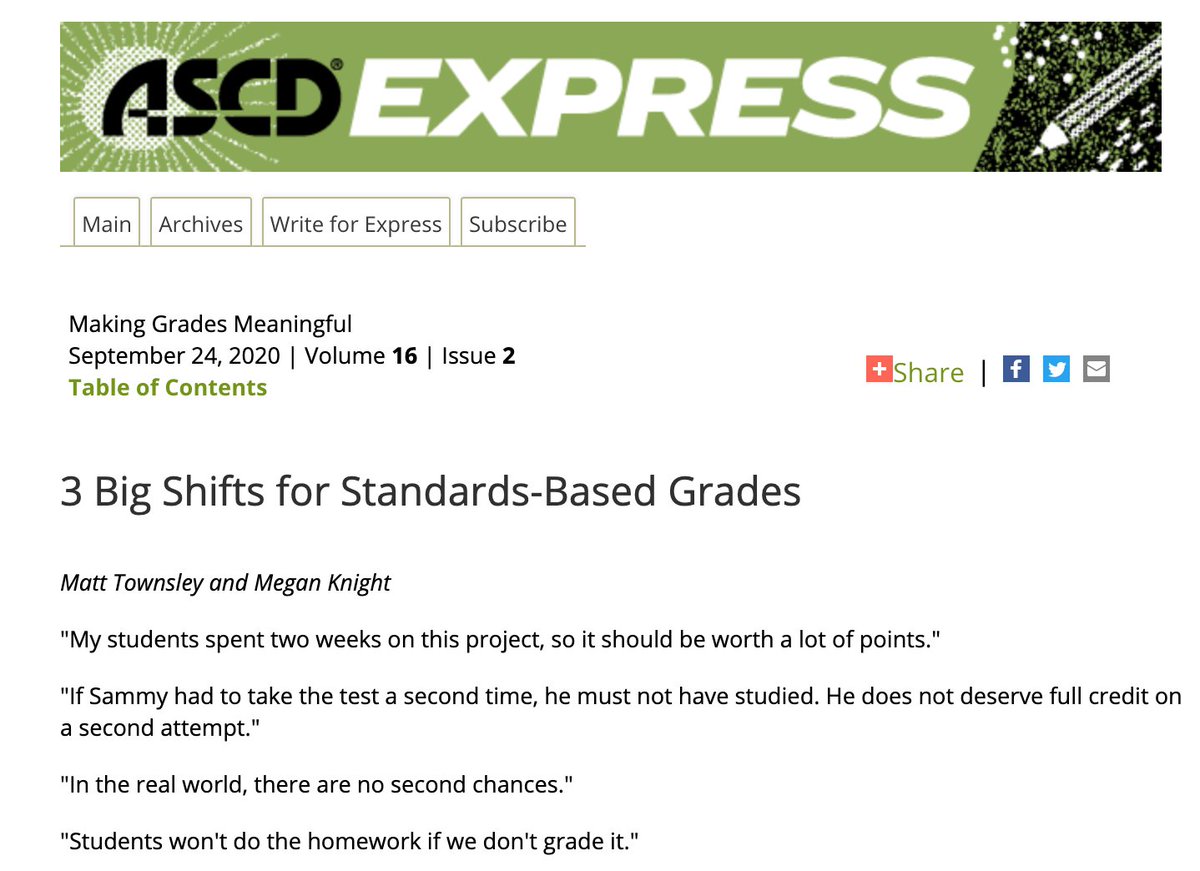 3 Big Shifts for Standards-Based Grades ascd.org/ascd-express/v… #sblchat <a href="/MeganKnight85/">Megan Knight</a> <a href="/ELmagazine/">EL Magazine</a> <a href="/ASCD/">ASCD</a> 

1⃣Communicate learning rather than tasks
2⃣Adopt a mastery mindset
3⃣Repurpose homework to encourage practice