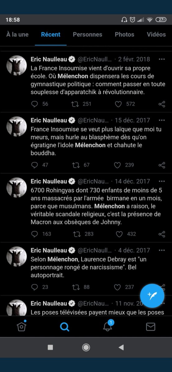 Les obcessions  @EricNaulleau pour  @JLMelenchon sont maladives. Comment passer une bonne soirée avec ce genre d'individu ?