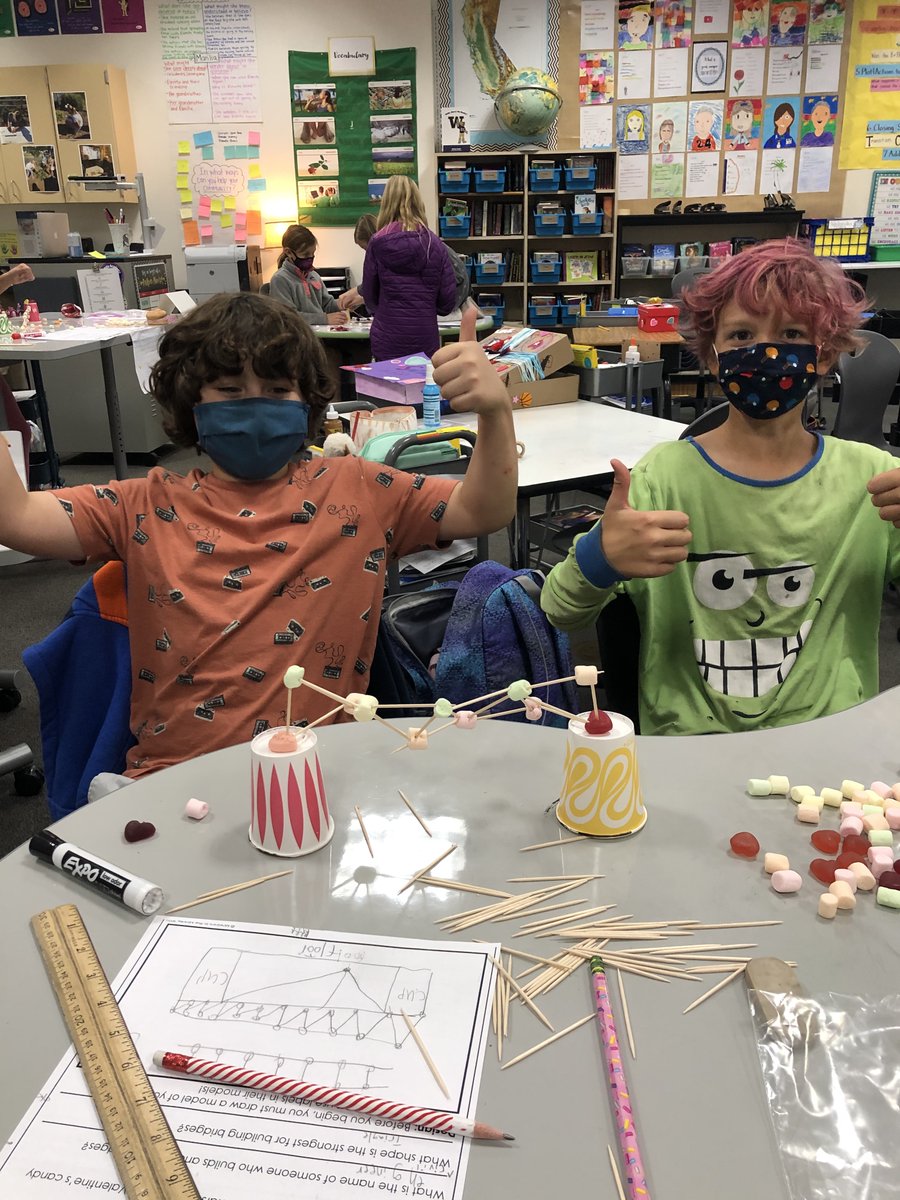 MsSingerEDU's tweet photo. Had so much fun celebrating #ValentinesDay w/ 
#mssinger4th! After decorating cards, Ss put their their engineering skills to the test as they competed to build the longest bridge using cups, toothpicks &amp; Valentine's Day candy! So much love for these kids 💞#delmarhillsk6 #DMUSD https://t.co/jaAEkmcBwJ