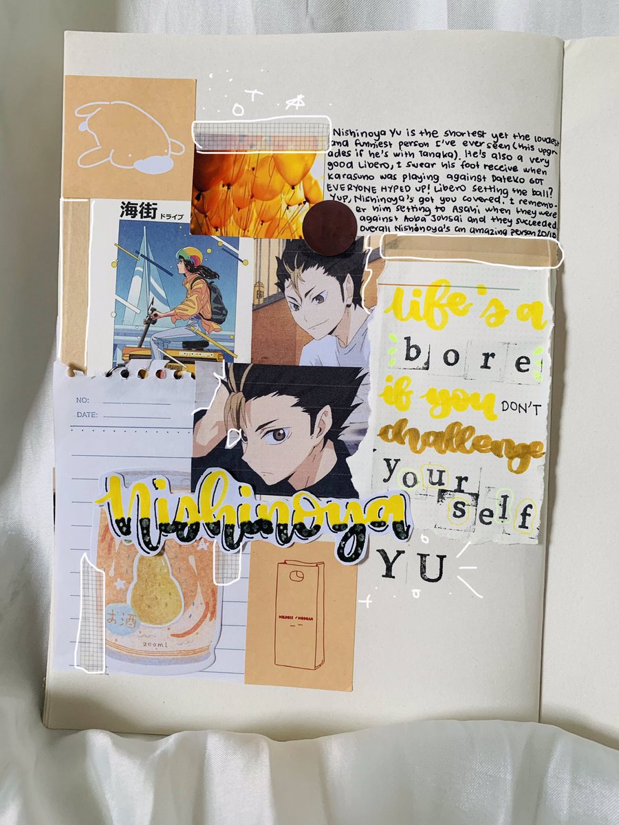 namoonjournals's tweet photo. Hello I’m back with a Nishinoya Yuu Spread. He may be smol but don’t underestimate him when it comes to receiving and eating lol.
.
.
.
.
.
🏷s:
#haikyuu #anime #nishinoya #volleyball #yellow #bujo #bulletjournal #journalspread #ハイキュー #libero #aesthetic https://t.co/Ha3t6o1ZGg