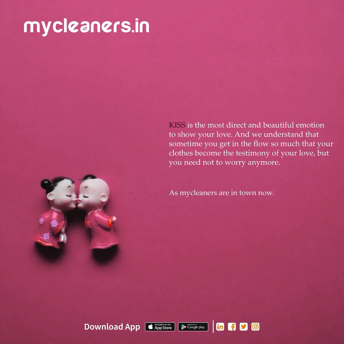 MycleanersIn's tweet image. Kiss can express your feelings in a better and more romantic way than any words could. So don&apos;t be afraid and be passionate to show your love as we take care of your laundry.

Happy Kiss Day to all the dear Customers

#kissday #valentineweek #spreadlove