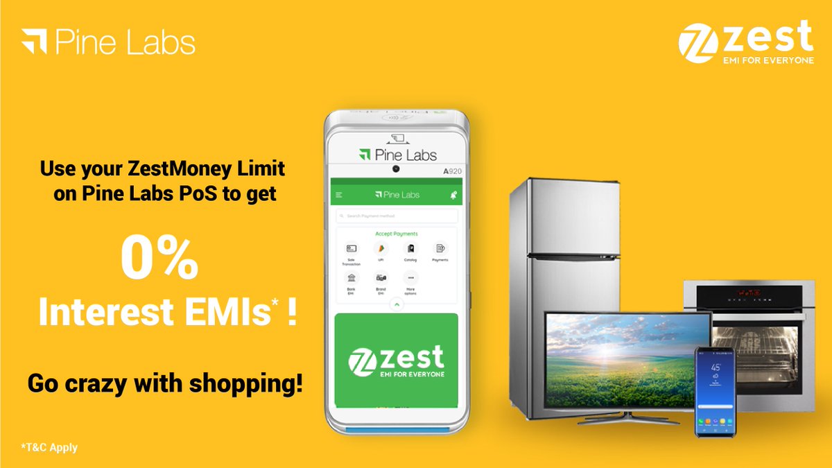 Pine Labs and <a href="/ZestMoney/">ZestMoney</a> come together to give you exciting 0% Interest EMIs*.
One more thing that you are going to love this Valentine’s Day!
#EMIforEveryone #PayLater #easyEMIs