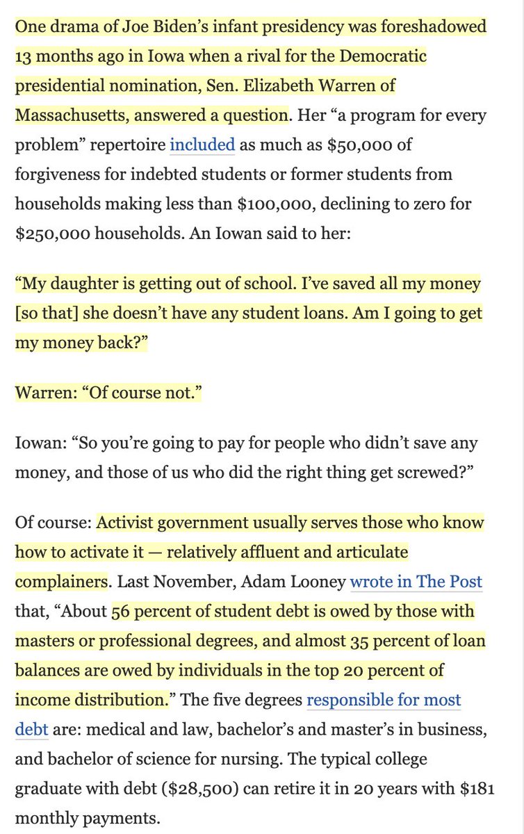 4/ Excerpts35% of loan balances owed by people in top 20% of income56% of student debt owed by those with masters or professional degrees