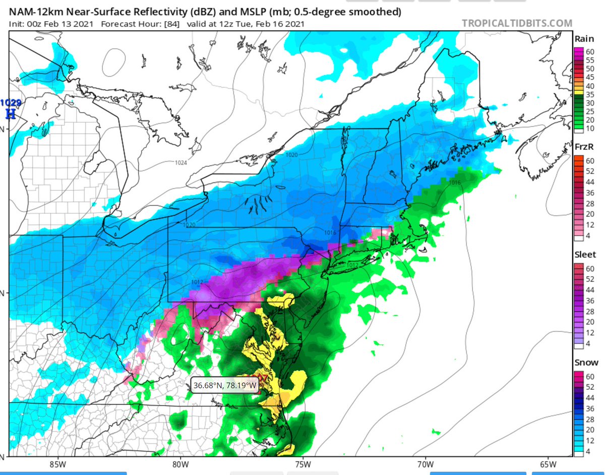The issue on Tuesday is trying to figure out where Rain/Mix/Snow lines ultimately set up. I honestly think the NAM is too warm at the surface and 850 layer. I think we'll see it trend colder over the next few days. My gut tells me a mix sets up in NE NJ, NYC, and LI. And...
