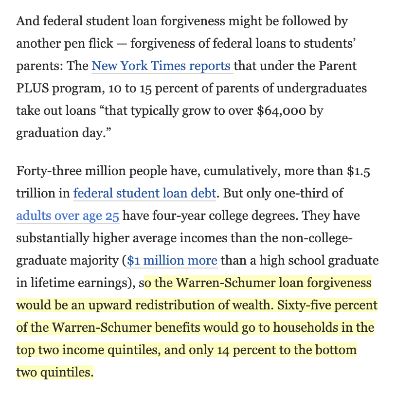 8/ The way this COULD go would actually NOT give it to the poorest, hardest hit, neediest but would exacerbate inequality giving 65% of the benefits to households in the top 2 income quintiles and only 14% to the bottom 2 income quintiles