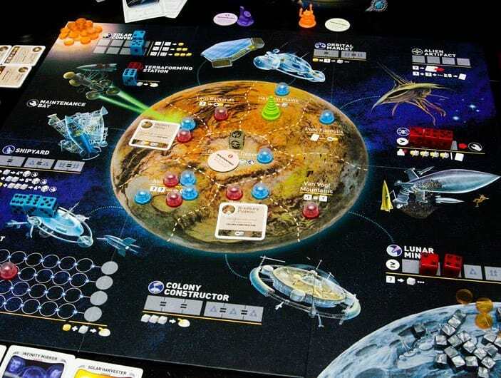 BoardGamerSteph's tweet photo. Alien Frontiers! I finally learned this recently. I like a lot of what's going on but ultimately it was a bit mean for me. I would play again though. #alienfrontiers #dicegame #bgg #Allthegames https://t.co/9ypH8lsKFw