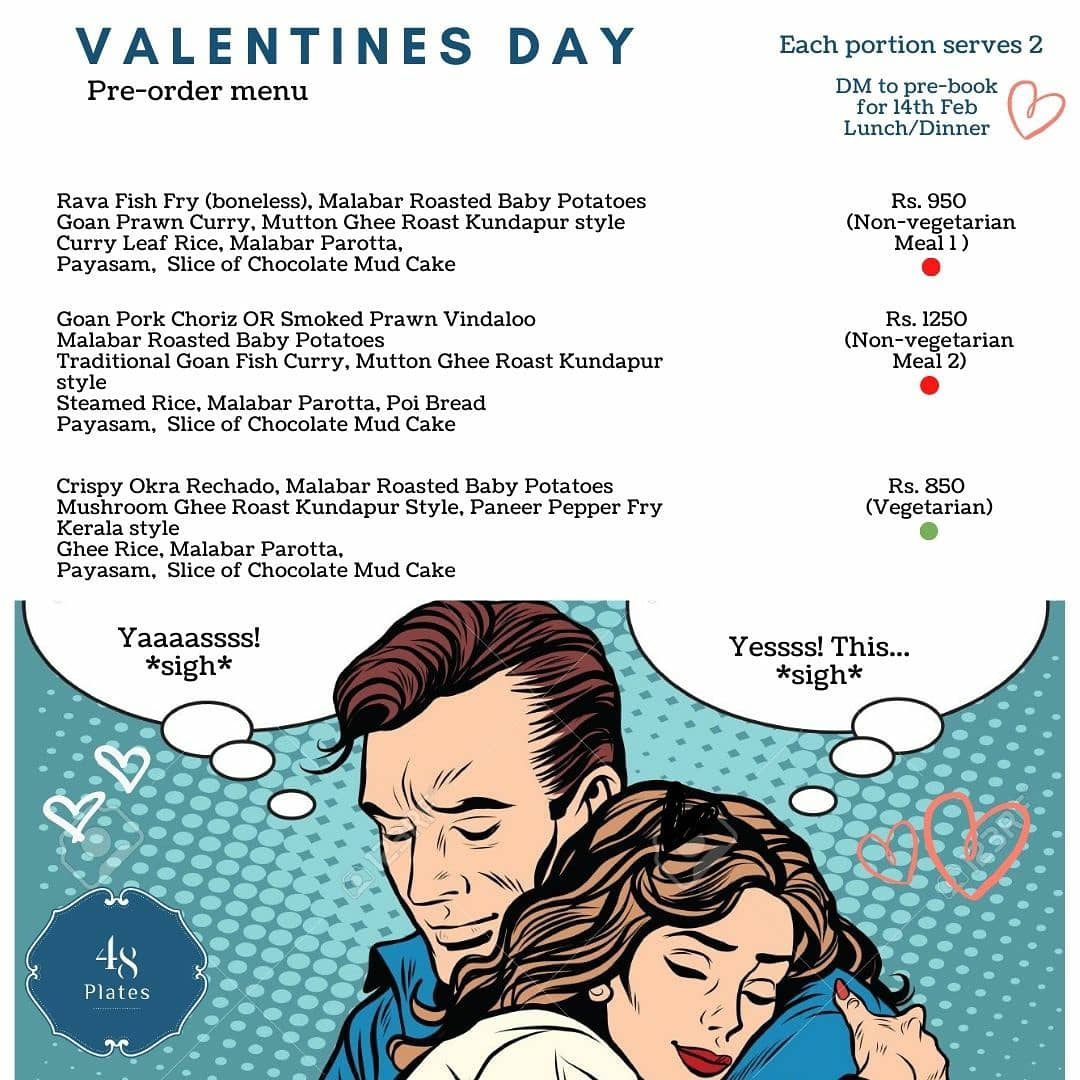 48Plates's tweet photo. What's your plan for Valentine's Day? Thought may be we could assist with your meal idea. You could pre-book a Valentine's Day special coastal meal for two for tomorrow, Sunday (lunch/dinner). DM us by 8 pm today! Deliveries in Ggn only. https://t.co/mkLKMdAs8R