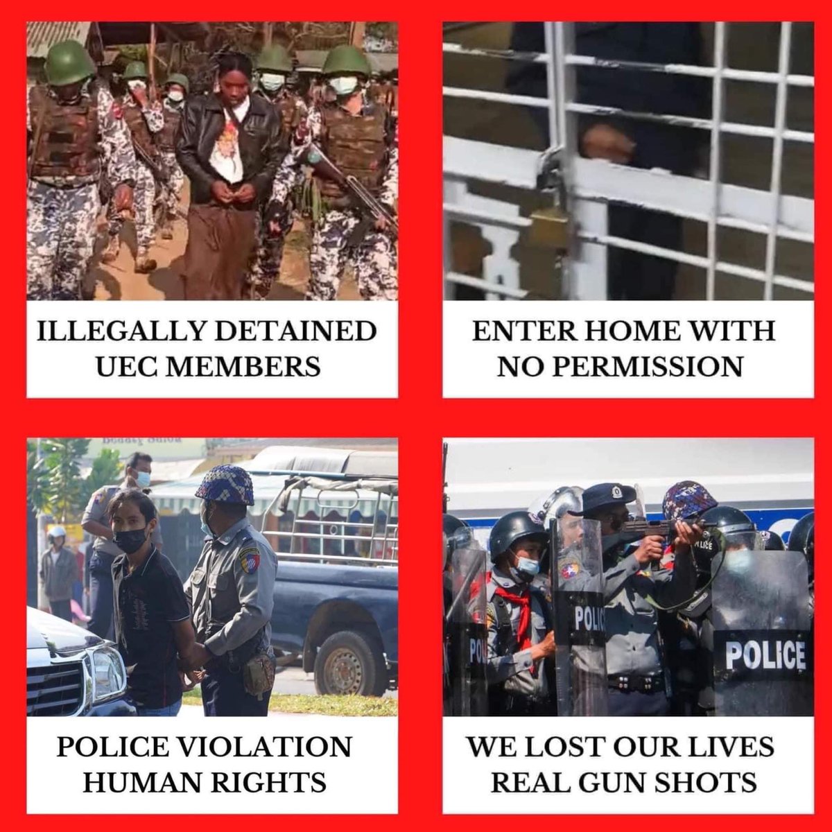 htethtet1414's tweet photo. @shwe567 @freya_cole @UNHumanRights @KenRoth Miliraty coup enter home without permission
Yesterday,they released 20000 over theif and killers from jail to make violence at night in country .
They fired our home.
We are not safe in myanmar
#HelpBurma
#SaveMyanmar
#WhatIsHappeningInMyanmar
#HearTheVoiceOfMyanmar https://t.co/k9WJXXU9zm