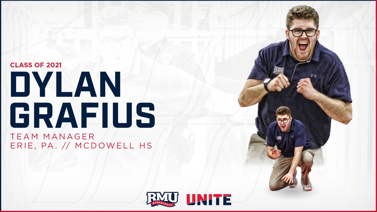 It's Senior Day! 🎓🏀

Even though we can't be together to celebrate the Class of 2021, let's drop some props.

Our 2️⃣nd and final manager, is the easiest to spot in a crowd. Did you see him at the 2020 NEC title game? 

DYLAN GRAFIUS!

#RMUnite | 🔵🏀🔴 | #GRIT