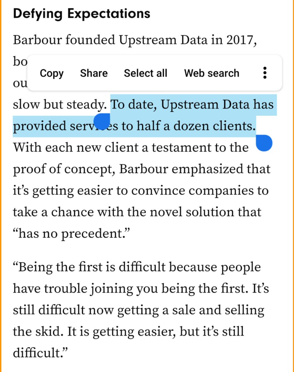 8/ This is referencing a tiny operation with a half-dozen clients. At best what they do is use stranded energy - using the gas in generators is no more environmentally friendly than flaring it. Oh, and the owner wants to use the tech to restart defunct oil fields!