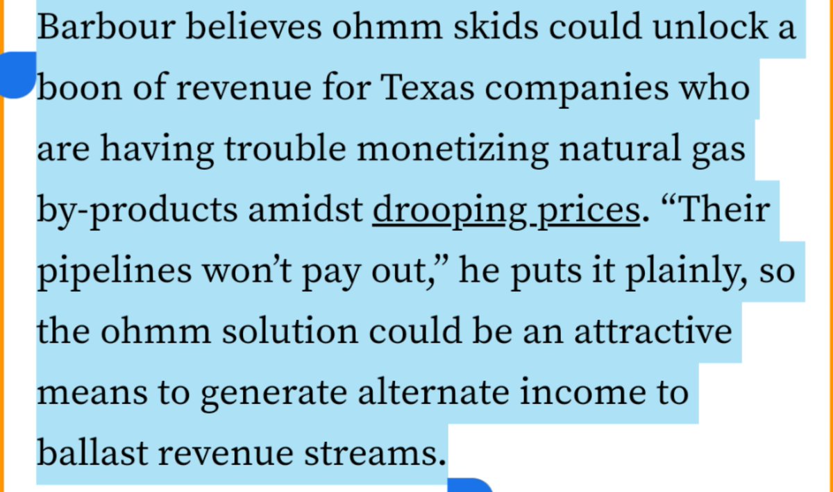 8/ This is referencing a tiny operation with a half-dozen clients. At best what they do is use stranded energy - using the gas in generators is no more environmentally friendly than flaring it. Oh, and the owner wants to use the tech to restart defunct oil fields!