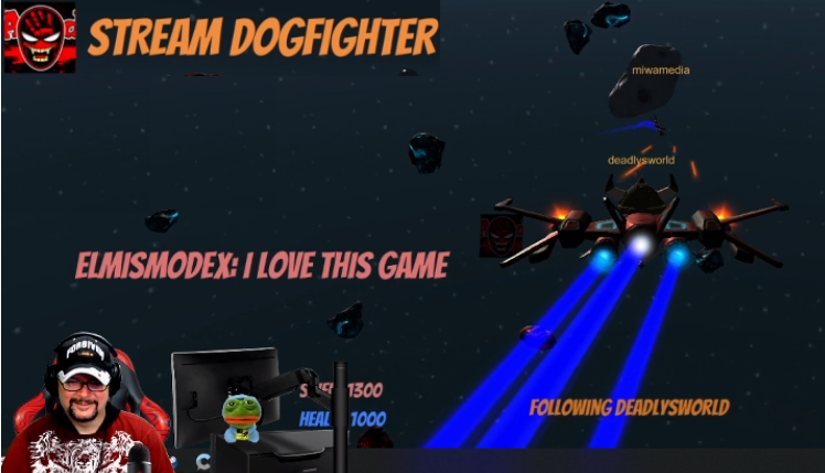 WarpedSpaceGame's tweet photo. @de_ttv Stream Dogfighter
https://t.co/intBTbN4RU
#twitchstreamer #interactivegames #scifigame #games #gamer #game #streamdogfighter https://t.co/Nrsd54bQpn