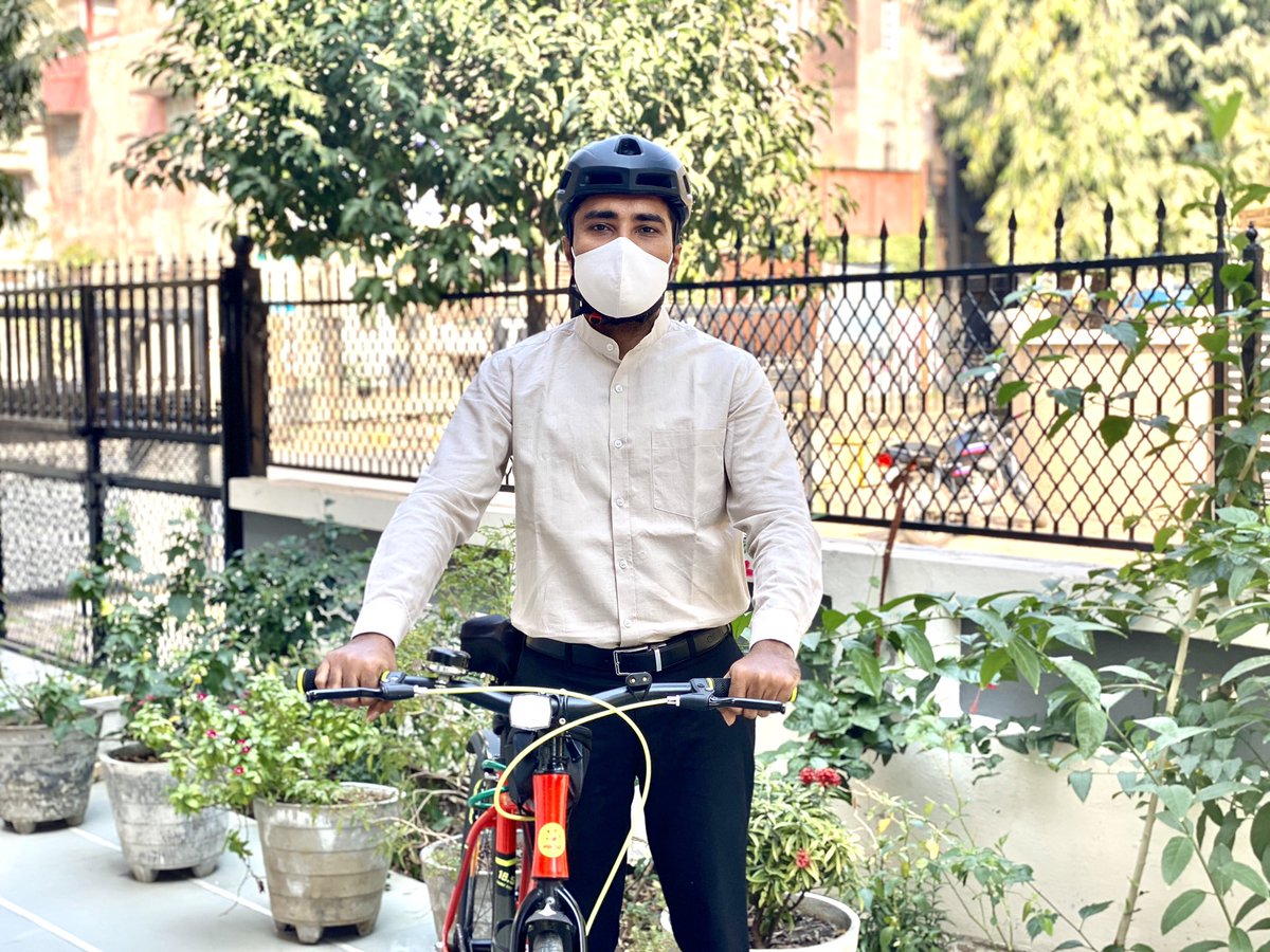 DrDilipSodha's tweet photo. Saturday #CarFreeDay 
એક દિવસ 🚴‍♂️ માટે

Air Quality Index of Karnavati is 228 today.

Let's work together for @BYCS_org goal: 50% of all trips by bicycle, by 2030. #50by30 

#BicycleMayor #Cycles2Work https://t.co/P3oO1HaUpb