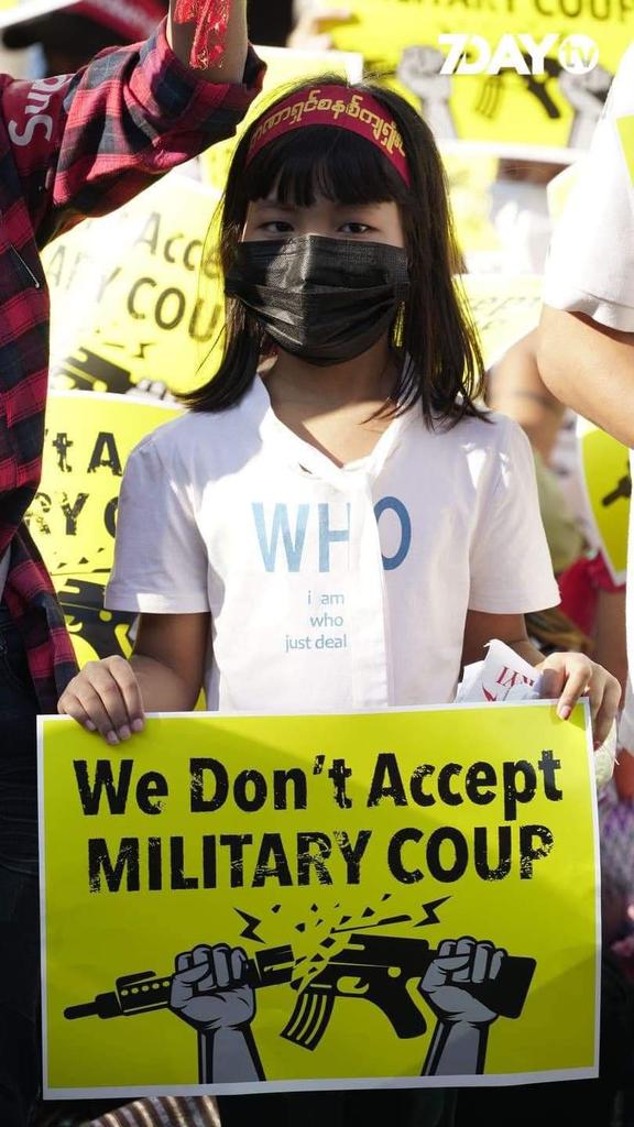 We don't accept military coup. We want democracy. #CivilDisobedienceMovementMyanmar #militarycoupinMyanmar