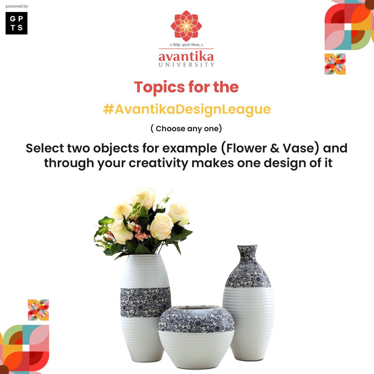 Gptsglobal's tweet photo. The last two topics of the challenge are here. 
You’re free to choose any one of the four options. 

REGISTER NOW for Avantika Design League at https://t.co/eOXJD8MwAG

Don’t miss it! 

@AvantikaUniv 
@Gptsglobal https://t.co/ckRo99Woe4