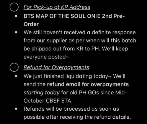 SophShop's tweet photo. SOPH SHOP's MASS UPDATE ♡ as of February 13, 2021
Hello! Here's the latest mass update for all ongoing group orders~ 🤍 We're still replying to email inquiries~ Please DM us for any urgent concerns.
Thank you for your patience!
#SOPHMUpdate ♡ https://t.co/VXXfQgQbxg