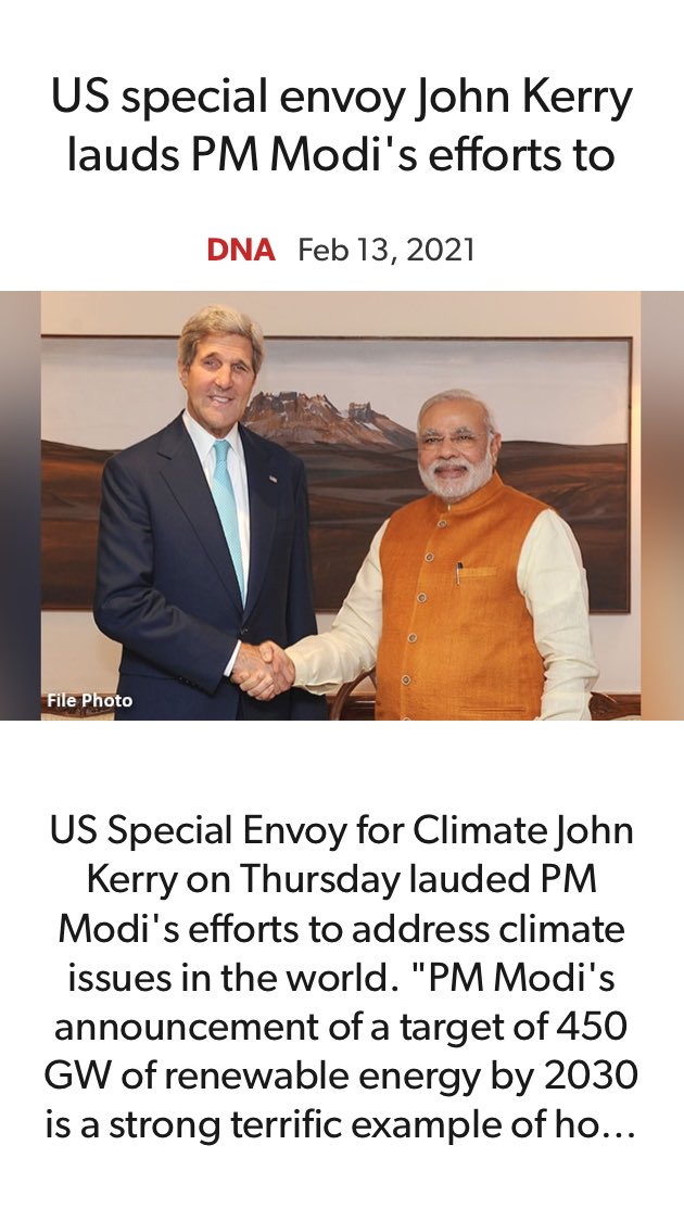 US special envoy John Kerry lauds PM Modi's efforts to provide clean energy via NaMo App