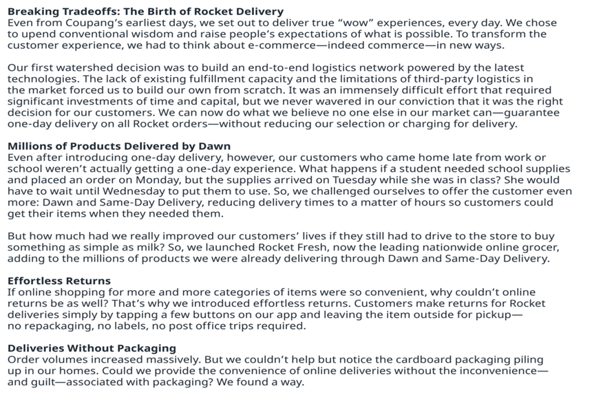 Superb differentiators 1. Rocket delivery (Super fast)2. Delivery without packaging3. Easy returns