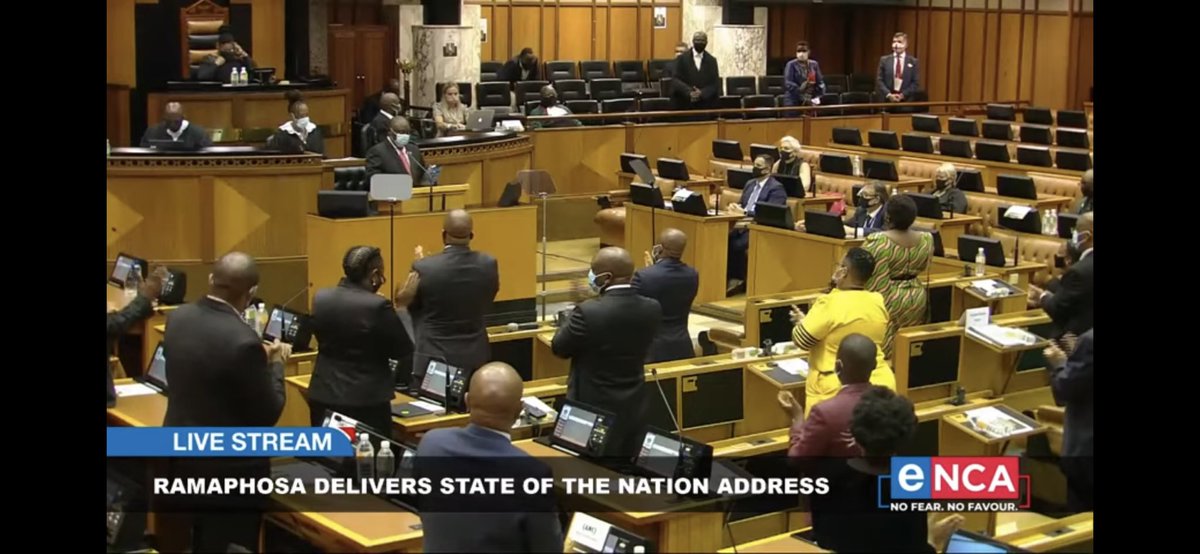 Let’s check out the fuller context. It was a somewhat different SONA given COVID-19 precautions, but there were persons in the house and protocols apply. Those persons rose on two occasions. 1. When the Prez entered2. When the Prez took the podium(check ALL the footage)