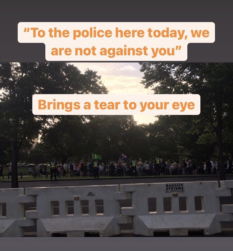 They stopped here for some more speeches“To the police here today we are not against you”Cops basically just facilitated the thing all night and just strolled alongside them. Gross, sad and also kinda funny?
