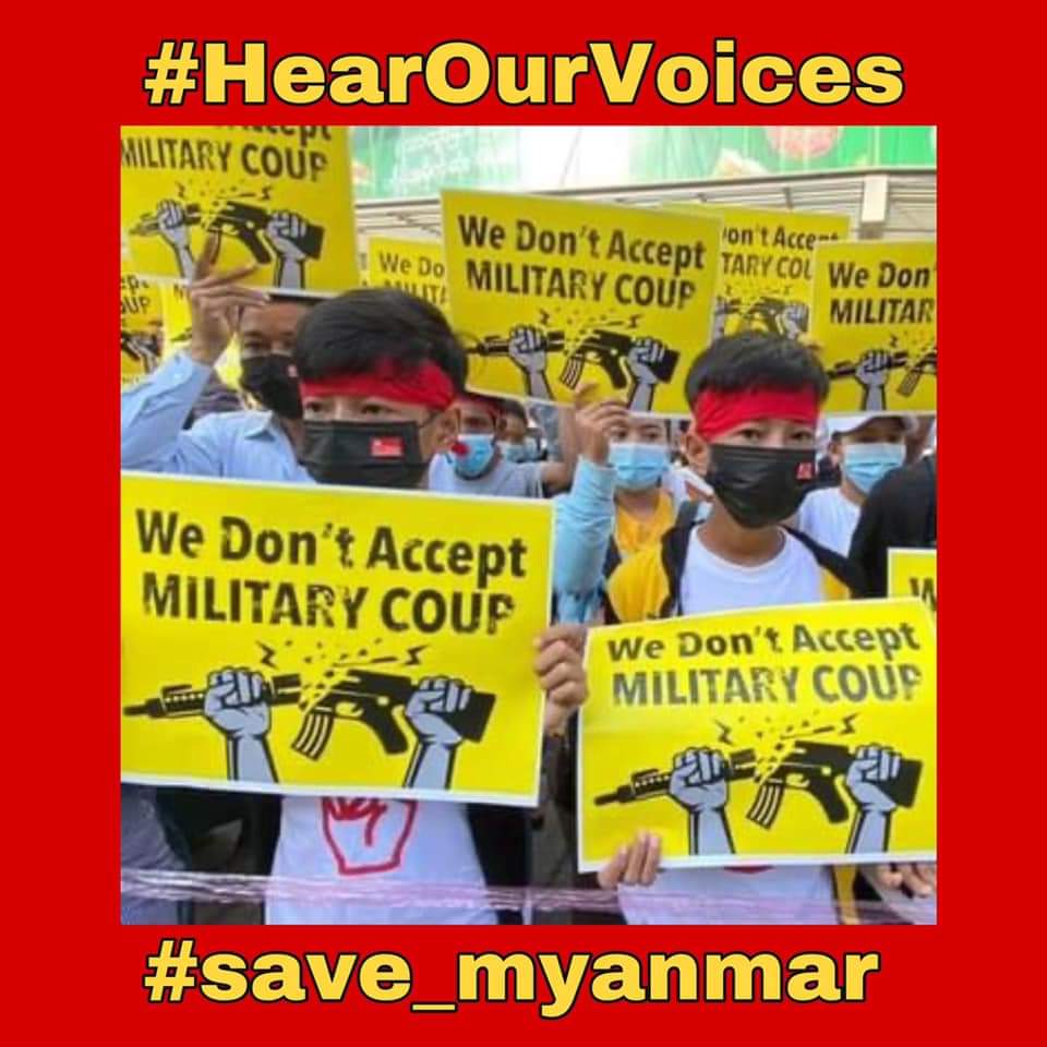 The military junta continues to arrest senior government figures, despite ongoing protests. Protesters say they will continue until the junta ends.
WE DON’t ACCEPT MILITARY COUP!!
#Feb13Coup
#WhatsHappeningInMyanmar