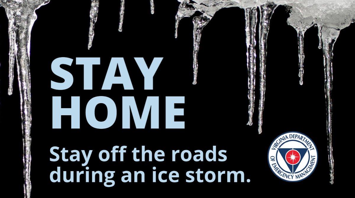 Freezing rain has caused significant ice accumulation across much of #Virginia. 🧊 This is expected to continue through Sunday. Please #StayHome this weekend! 🏡 It's nearly impossible to travel safely in icy conditions. #WinterSafeVA