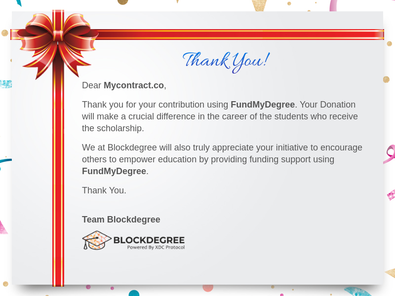 MyContractCo's tweet photo. Sponsored a student's degree at https://t.co/CMExp3fjFY! #blockdegree #fundmydegree #onlineeducation https://t.co/gcNdhetEXW