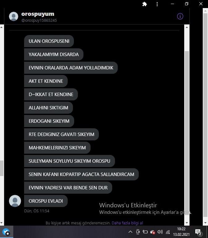 GedikogluDilay's tweet photo. Arkadaşlar ben bu şahıs veya şahısları hiç bir şekilde tanımıyorum bana 11/02/2021 günü saat 22.10 sıralarından beri Twitter dan farklı hesaplar açıp ölüm tehditleri cinsel istismar tehditleri ve hakaret savuruyor en son yazdığı hesaplar bunlardır 12/02/21 11:54 ve 13/02/21 04:26 https://t.co/5bfsjF4ZDz