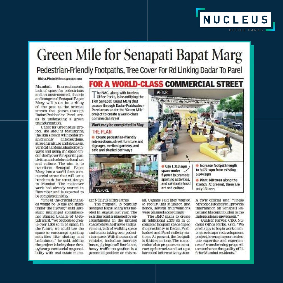 NOP in association with <a href="/mybmcHealthDept/">MCGM Health Department</a> took up the responsibility to transform #SenapatiBapatMarg into a world-class commercial street. We are delighted to see the way #OneGreenMile project is shaping up &amp; feel proud to be a part of this eco-smart #UrbanDevelopment initiative.
