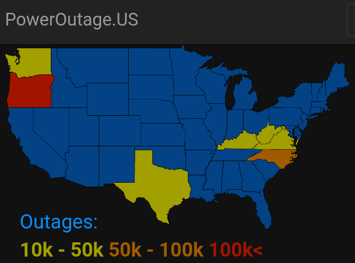 さいせい アメリカの停電が大規模になっています テキサス州 オレゴン州 バージニア州 ノースカロライナ州 ルイジアナ州 テキサス州が大寒波により 桁違いの大規模停電になっているようで心配です