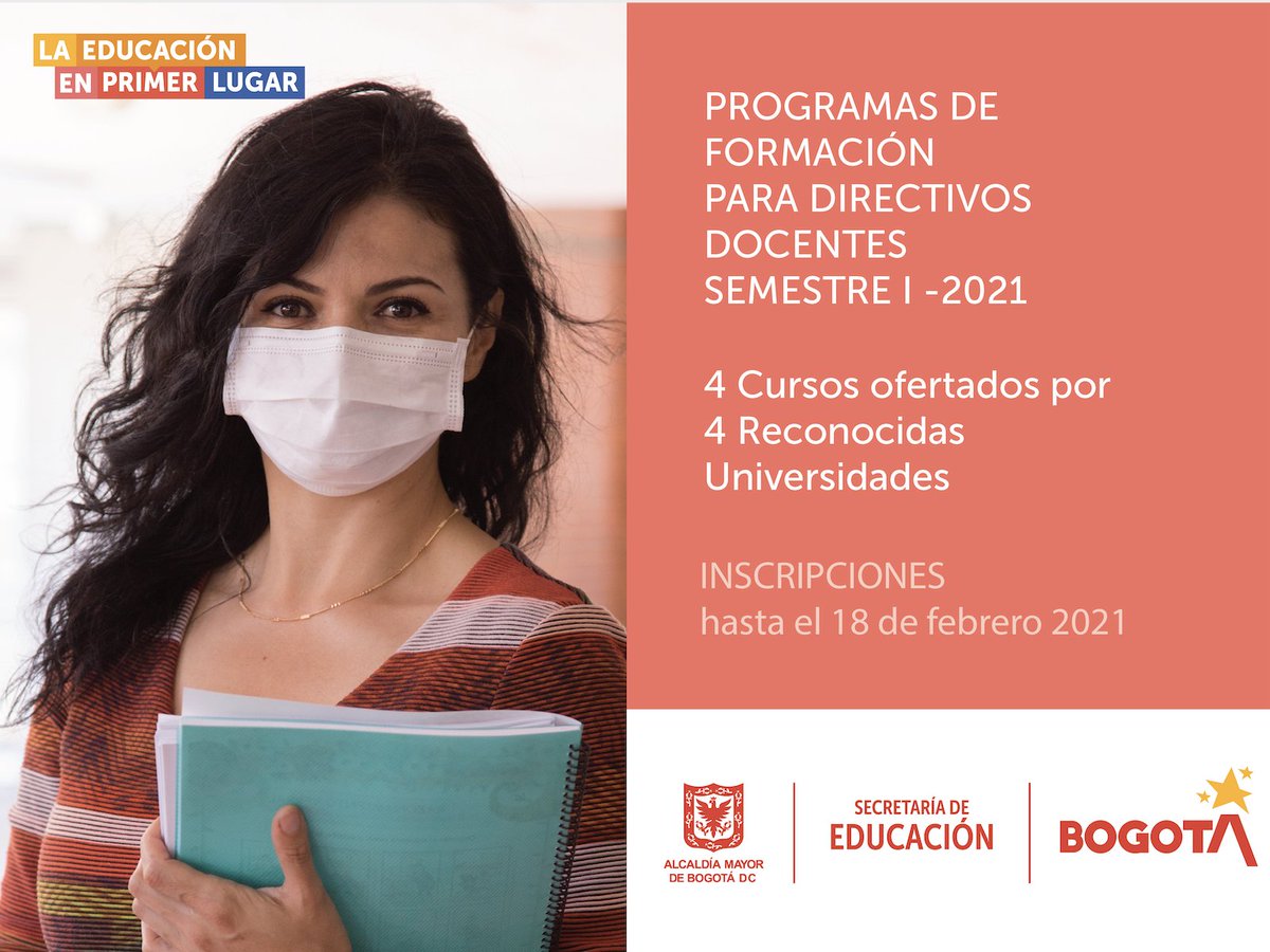 Educacionbogota's tweet image. La SED abre una convocatoria para que directivos docentes de colegios públicos adelanten cursos virtuales de formación y fortalezcan así sus capacidades y competencias para enfrentar la nueva realidad 👉 bit.ly/3qhHkgh