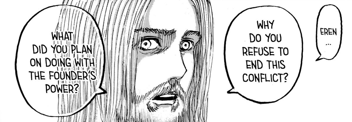 Kenapa?- Jalan damai (aliansi) atau Euthanasia (Zeke) = masih ada manusia di luar dinding, hasilnya tidak akan persis di buku.- Rencana 50 tahun penyelamatan Paradis = Eren dibatasi umur titan shifternya. Keburu dia mati duluan sebelum bisa menjelajah dunia luar dengan bebas.