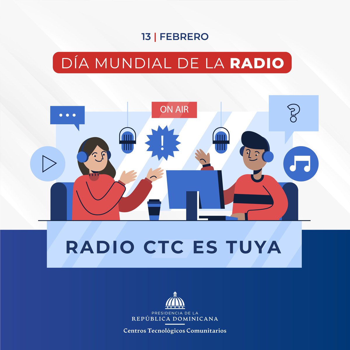 CTCRDO's tweet photo. ¡Celebra con nosotros el día de hoy!
Sintoniza la #RadioCTC de tu comunidad y disfruta de toda nuestra programación que tenemos el día de hoy.
Y recuerda que... ¡Radio CTC es tuya! https://t.co/orw5qxVwEa