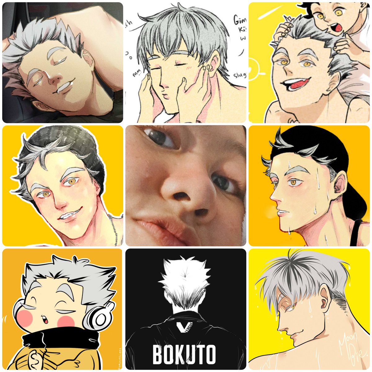 I don't have any new art today ?
Still recovering from my burnout ?
So here's a pic of me and some of my Bokuto arts I like the most 