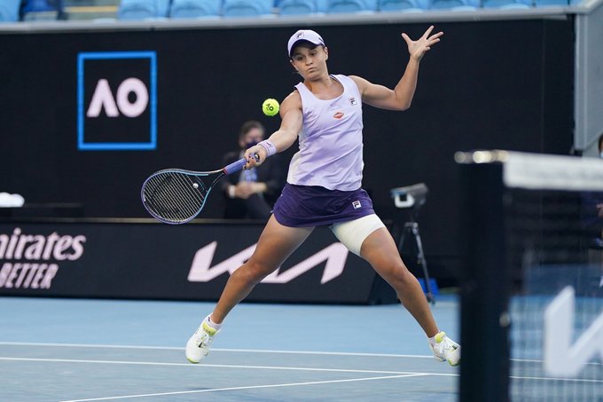 Ashleigh BARTY (AUS) plays Ekaterina ALEXANDROVA (RUS) on Margaret Court Arena during Day 6 of the 2021 Australian Open.