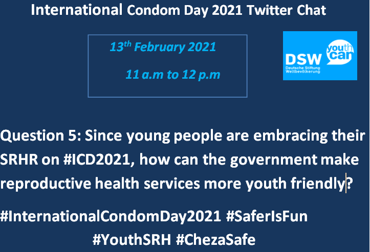 ACDCenterKE's tweet photo. How can the Kenyan government make reproductive health services youth friendly?
#InternationalCondomDay2021 #ChezaSafe #SaferIsFun
@MOH_Kenya @NACC_Kenya @NyandaruaCG018 @NyandaruaCA @ogonymusa @KitturIrene https://t.co/DrCmGlpFsG