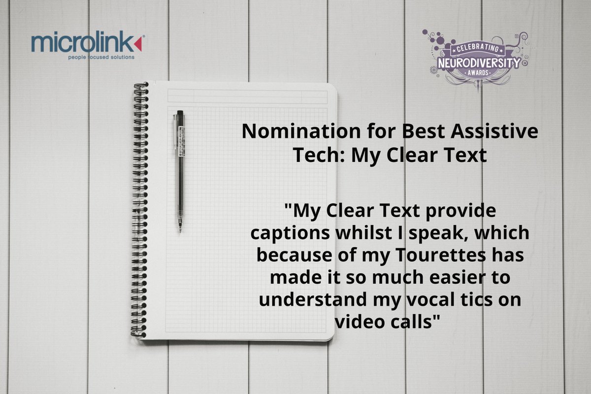 geniuswithinCIC's tweet photo. Here is an excellent #Nomination for #BestAssistiveTech! @mycleartext provide live captioning across all platforms, making sure all virtual events are truly #Inclusive & #Accessible for all! Thanks to @microlinkpc for sponsoring.
Take a look here: https://t.co/bn2889748K https://t.co/kQH8XNbGwP