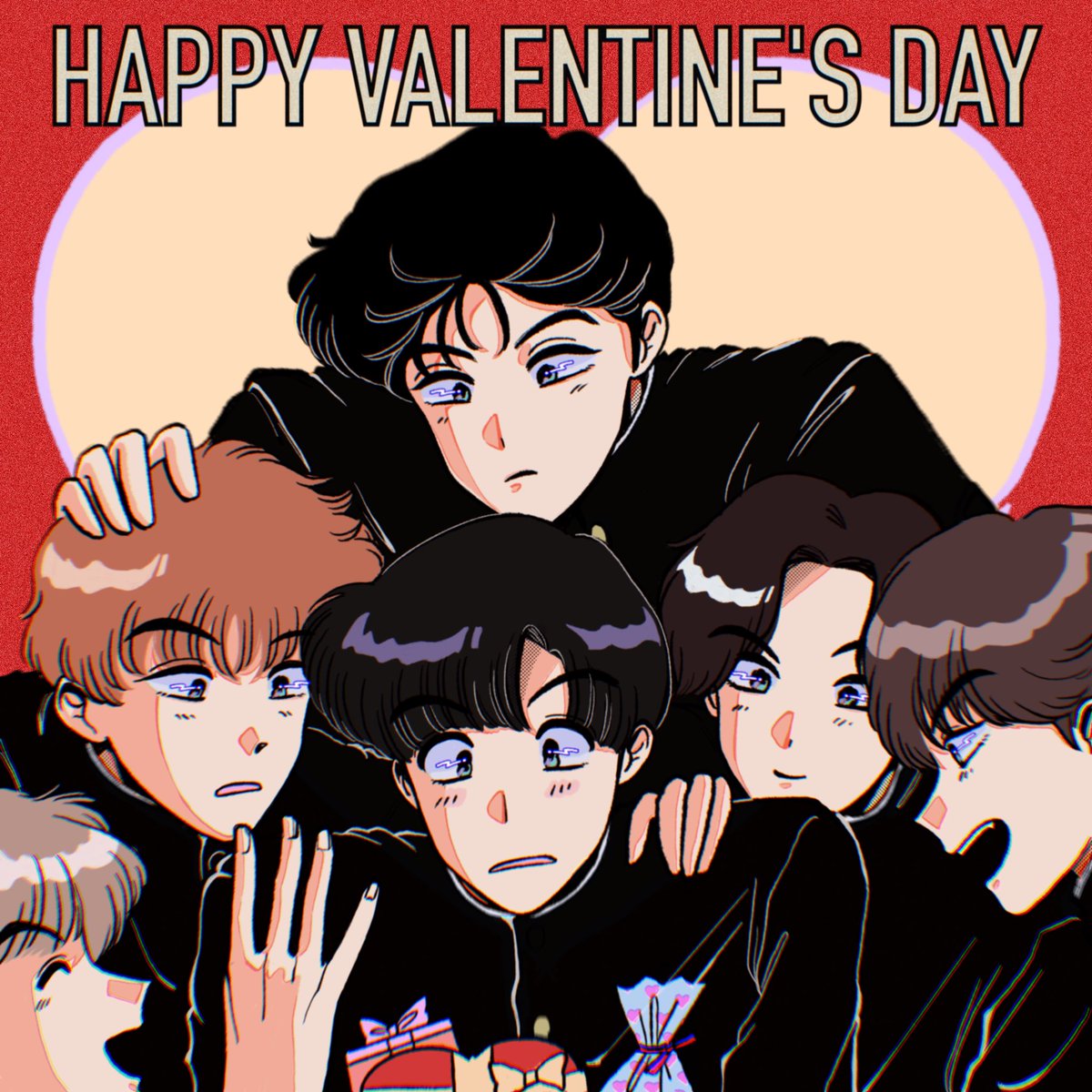 multiple boys black hair gift brown hair valentine happy valentine short hair  illustration images