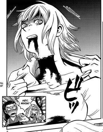 (cw blood, neck injury; dungeon meshi spoilers)
.
.
.

i cannot deal with the two people shown reacting when farlyn rips her shirt off being sureau (canonically in love with farlyn) and marcille. hi. marcille hi. are you like. um. hi 