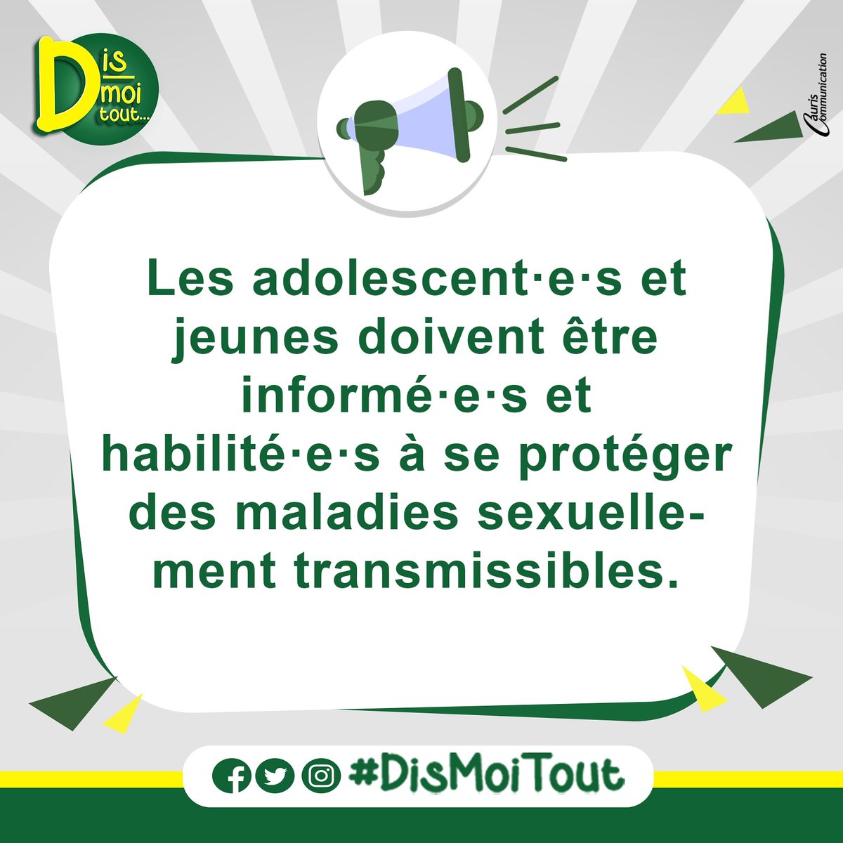 Que sais-tu des maladies sexuellement transmissibles ? 
#DisMoiTout #info 

<a href="/SOSJD_asso/">SOS Jeunesse & Défis</a> <a href="/Equipop_Ong/">Equipop</a> <a href="/ONUSIDA_Benin/">ONUSIDA Benin</a> <a href="/mmf_anbf/">MMF/ANBF</a> <a href="/MajBurkina/">MAJ ABBEF Burkina</a> <a href="/JVSAssociation/">Association Jeunes Volontaires pour la Santé</a> <a href="/gouvernementBF/">Primature du Burkina Faso</a> <a href="/sikakabore2356/">sika kaboré</a>
