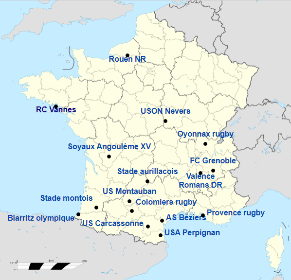 Cette compétition hybride abrite à la fois des bastions incapables de rivaliser économiquement avec le Top 14 (Aurillac, Colomiers, Carcassonne), mais aussi des clubs ambitieux situés dans d’autres régions. C’est le cas de Nevers, Vannes et Rouen. 