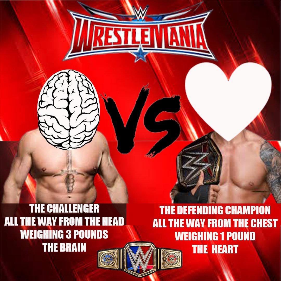the_hypp's tweet photo. If the heart and brain were wrestlers, who would they be and who would win this fight?
.
swipe 👉
.
#hypp #hypperactive #heartgiveyourselfbrain #heart #brain #conflictbetweentheheartandbrain #hypploveseries #loveseries #wwe #hypped #hyppsundayservice #hyppservice https://t.co/taNHAscm84