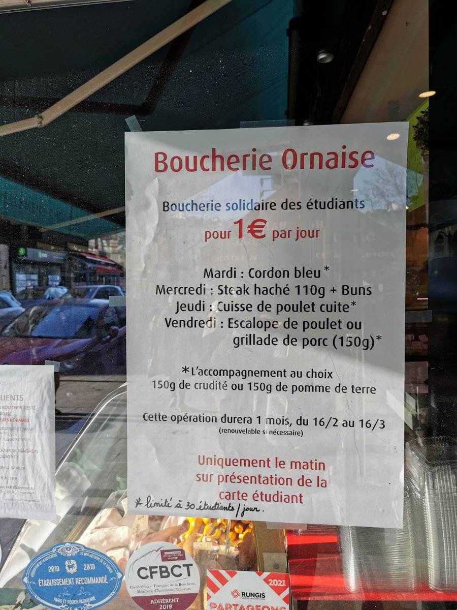 re_asnieres's tweet photo. [#asnieres #boucherieOrnaise #Gare]
Dans ces temps difficiles pour chacun, on se serre les coudes.
Merci de cette belle et grande solidarité pour nos #étudiants

Une belle initiative à saluer ! 🙏🏽💪🏼🤝

#TenirEnsemble #villesolidaire #commercedeproximité @Ville_Asnieres https://t.co/ST9kBDxjBU
