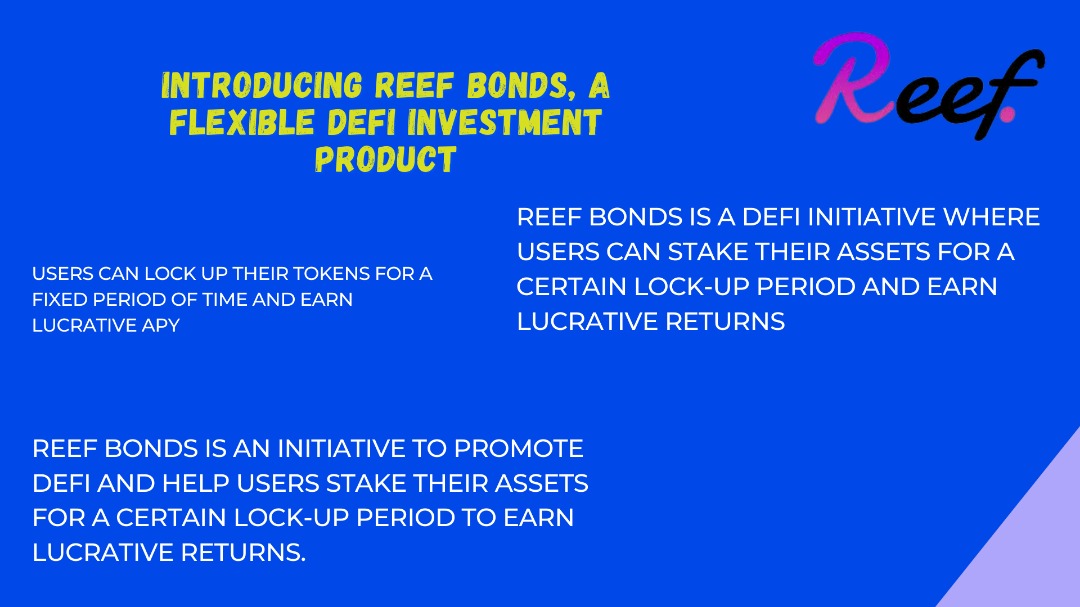 Lilmikriz1's tweet photo. ββ
@ReefDeFi is thrilled to launch #ReefBonds, a Flexible #DeFi Investment Product!
πΈUsers can lock up their tokens for a fixed period of time and earn lucrative APY
Read more: https://t.co/CF9qbaESNo
#reef
#DeFi
#cryptocurrency https://t.co/e0L5vGJ1yH
