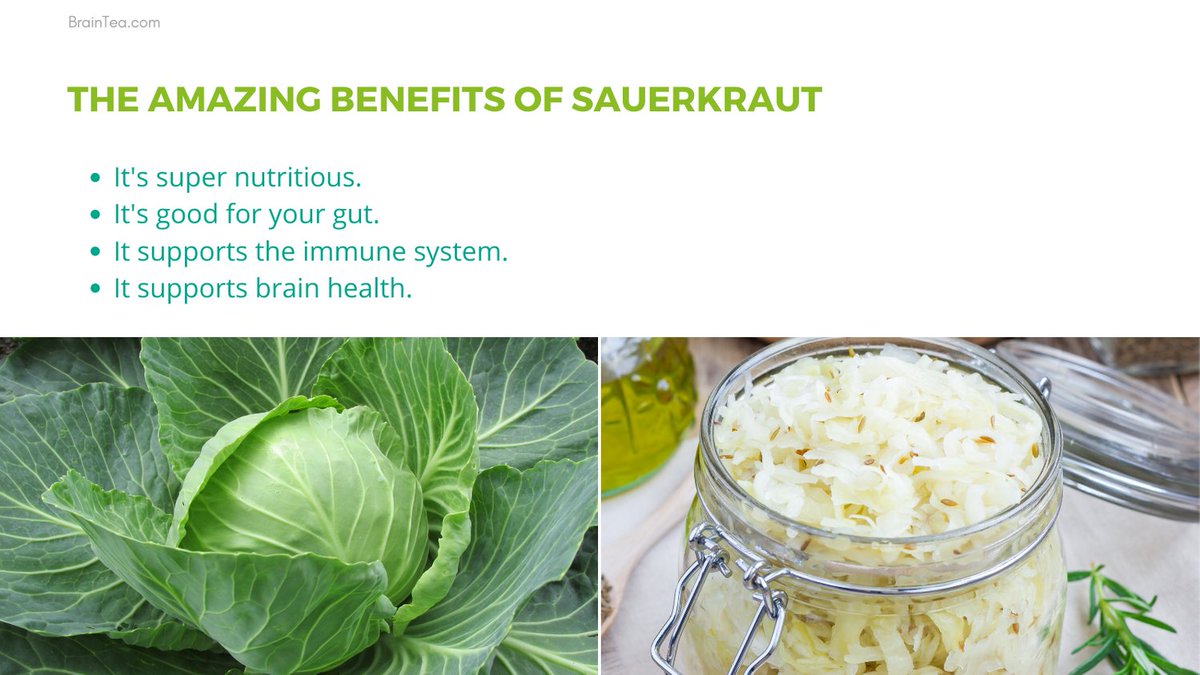 OrganicBoost's tweet photo. Sauerkraut is a tangy superfood. Itโs rich in vitamins, fiber, iron, and manganese. And since sauerkraut is a fermented food, it naturally contains probiotics and prebiotic fiber, which are essential for a healthy gut.
#sauerkraut #healthyfood #braintea https://t.co/I49dAjqw2O