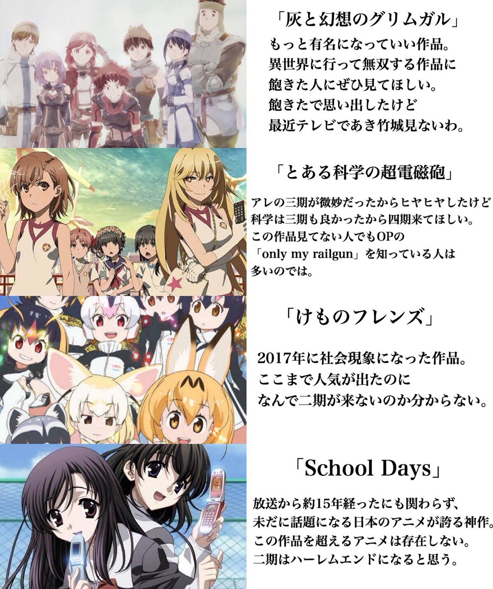 伊藤 誠 早く続編が来てほしいアニメ作品 伊藤 誠 早く続編が来てほしいアニメ作品